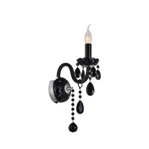 Bohemian Jet Black Collection: Jet Black Bohemian Wall Sconce - Single Arm