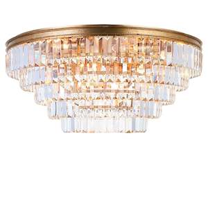 Jordan Collection - Flush Mount Chandelier - 70cm - Antique Gold