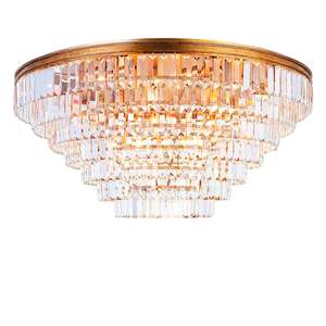 Jordan Collection - Flush Mount Chandelier - 90cm - Antique Gold