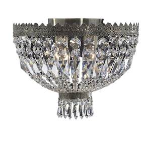 Royal French Basket Flush Mount Chandelier - Antique Bronze - W:40cm
