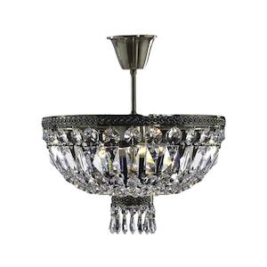 French Royal French Basket Collection: French Basket Semi Flush Mount Chandelier - Antique Bronze - Width: 40cm