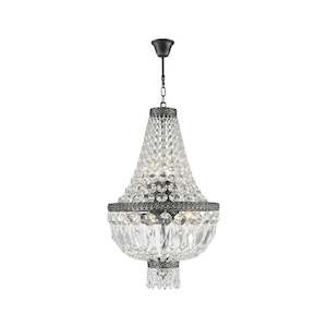 French Basket Chandelier - Antique SILVER - 5 Light