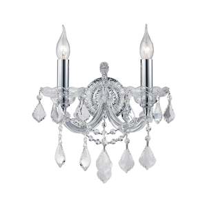 Maria Theresa Collection: Double Maria Theresa Wall Light Sconce - Chrome Fixtures