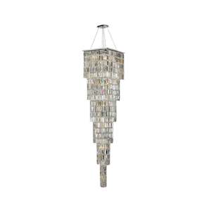 Modena Entrance Crystal Pendant Light - Large 6 Tier Square - W:40 H:220cm