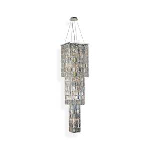Modena Entrance Crystal Pendant Light - 3 Tier Square - W:40cm H:160cm