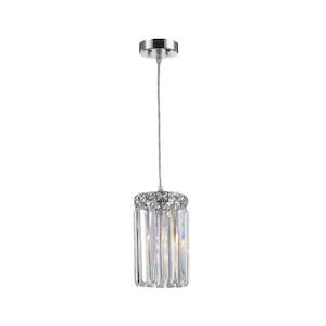Modular Single Light Pendant - Round - Height 20cm - Chrome Fixtures