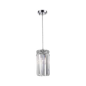 Modular Single Light Pendant - Round - Height 25cm - Chrome Fixtures