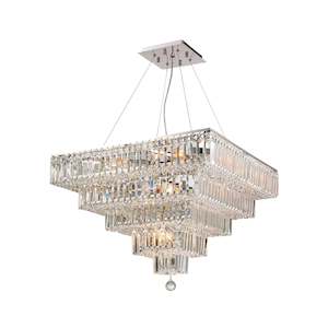 Modular Collection: Modular 5 Tier Crystal Pendant 66cm - Square - Chrome Fixtures