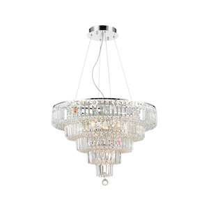 Modular Collection: Modular 5 Tier Crystal Pendant Light- CHROME - Medium