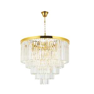 Oasis Oasis Spiral Collection: Odeon (Oasis) Chandelier- 5 Layer - Gold Finish - W:70cm