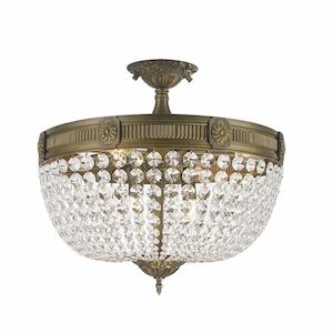 Regency Basket Collection: Regency Basket Flush Mount Chandelier - Antique Bronze Style - W:50cm
