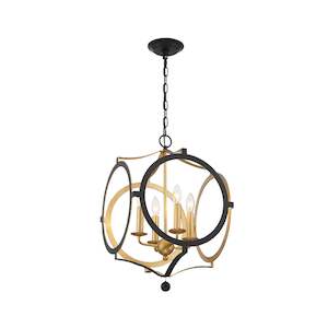 Gold Filter: Weston Collection - Chandelier - Matte Black & Gold Leaf Frame - W:50cm