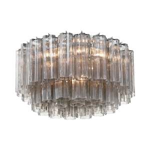 Odelle Collection - Flush Mount Chandelier - Smoke & Chrome - W:56cm