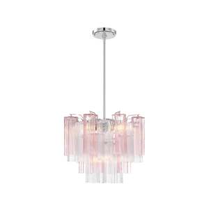 Odelle Collection - Ring Chandelier - Pink & Chrome - W:45cm