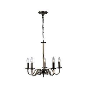 Bronze Filter: Eden 5 Light Chandelier - Antique Bronze