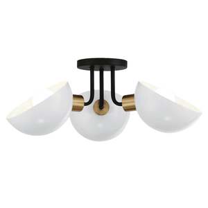 Gamma Collection - 3 Light - Flush Mount - Matte Black & Satin Brass