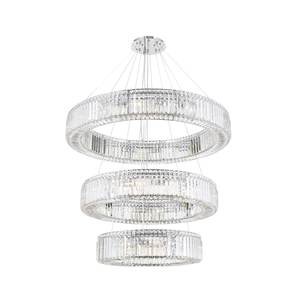 Crystal Pendant Lighting: NewYork - Halo Triple Ring - W:100cm - Chrome
