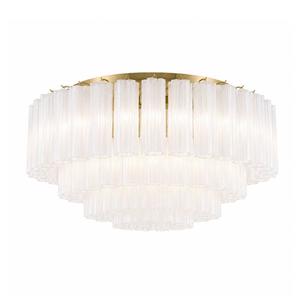 Flush Mount Chandeliers: Odelle Collection - Flush Mount Chandelier - White & Satin Brass - W:80cm