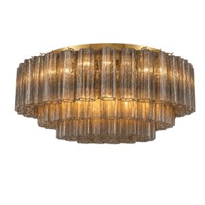 Odelle Collection - Flush Mount Chandelier - Smoke & Satin Brass - W:80cm