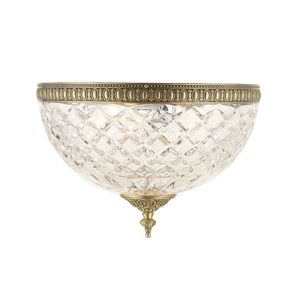 Flush Mount Chandeliers: Devon Collection - Clear Glass Flush Mount - Old Brass - W:30cm