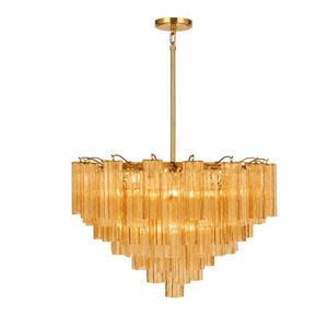 Odelle Collection - Ring Chandelier - Amber & Satin Brass - W:81cm