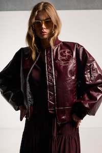 Salasai: Juliet Bomber Plum Vegan Leather M