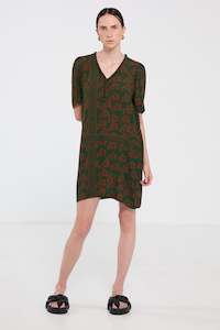 Salasai: Plantation Shift Dress Green Pop Plam