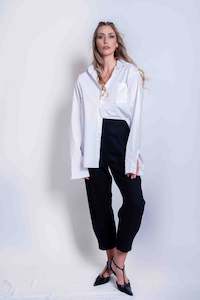 Wide Leg Wool Crepe Trousers