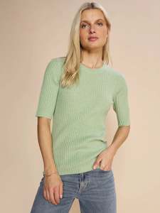 Relena Rib SS Crew Neck Knit Green