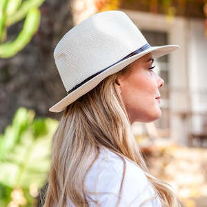 Hats: Borsalino Hat Leather Strap Off White