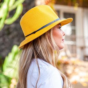 Hats: Borsalino Hat Leather Strap Yellow