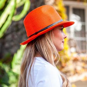 Hats: Borsalino Hat Leather Strap Clementine