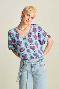 Top Georgie Flower Acqua