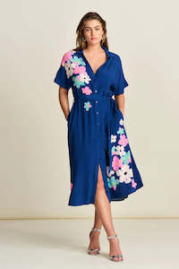 Pom Ss24 25: Ink Blue Blossom Dress