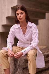 Caravan Co: Tilda Cotton Poplin Wrap Shirt White