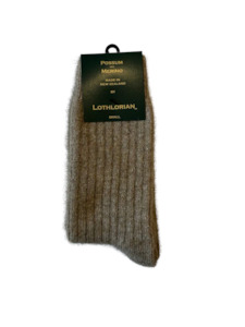 Lothlorian Knitwear: Possum Rib Sock Natural
