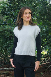 Lothlorian Knitwear: Alpaca Plain Crew Neck Vest Dove