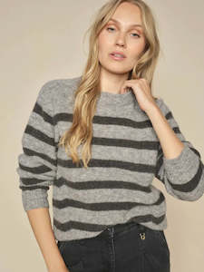 Mosmoshw25sale: Thora Stripe Crewneck Knit Sharkskin