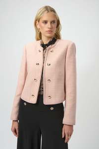 Joseph Ribkoff Boucle Collarless Jacket With Gold Buttons / 254903