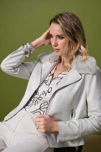 Joseph Ribkoff: Joseph Ribkoff Foiled Suede Swing Jacket / 253925