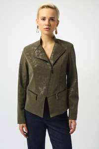 Joseph Ribkoff: Joseph Ribkoff Foiled Faux Suede Fitted Jacket / 253915