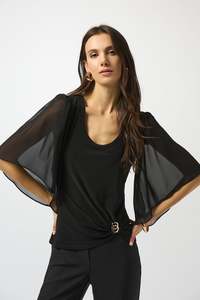 Joseph Ribkoff: Joseph Ribkoff Silky Knit And Chiffon Top / 253055