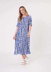 Lemon Tree: Lemon Tree Madonna Dress - Cobalt Print / LTD254