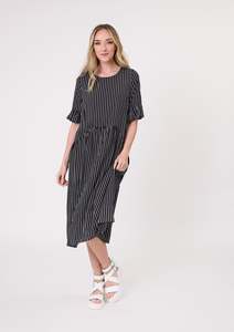 Lemon Tree: Lemon Tree Madonna Dress - Black White Stripe / LTD254