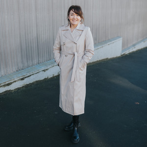 Moke Kim Trench Coat (Taupe , Navy)