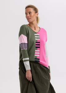Zacket Plover: Zaket & Plover Ladder Stripe V Neck / ZP7714