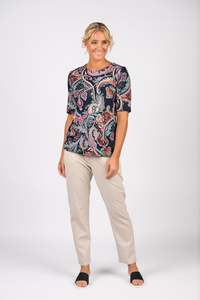 Vassalli 3/4 Sleeve Round Neck Knit Top / 4329