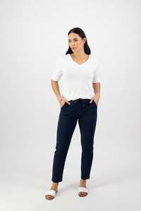 Vassalli Ankle Grazer Slim Leg Elastic Waist Pant / 5791