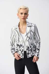 Summer 24: Joseph Ribkoff Faux Suede Floral Print Jacket / 251910