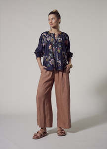 Loobie's Story Gala Shirt / LS2730 (Indigo Multi & Gold Multi)